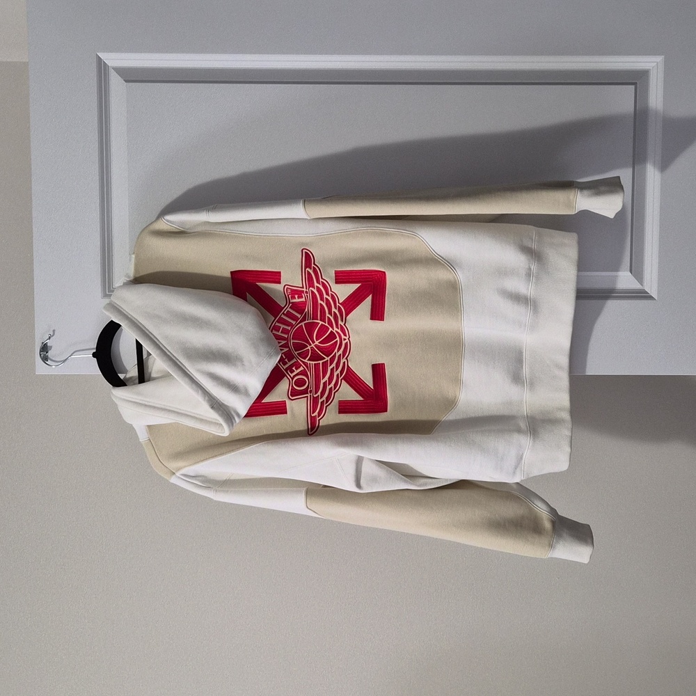 JORDAN x OFF WHITE White/Cream & RED EMBROIDRED Hoodie